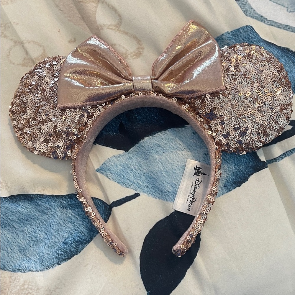 Disney Rose Gold Sequin Minnie Mouse Ears Headband